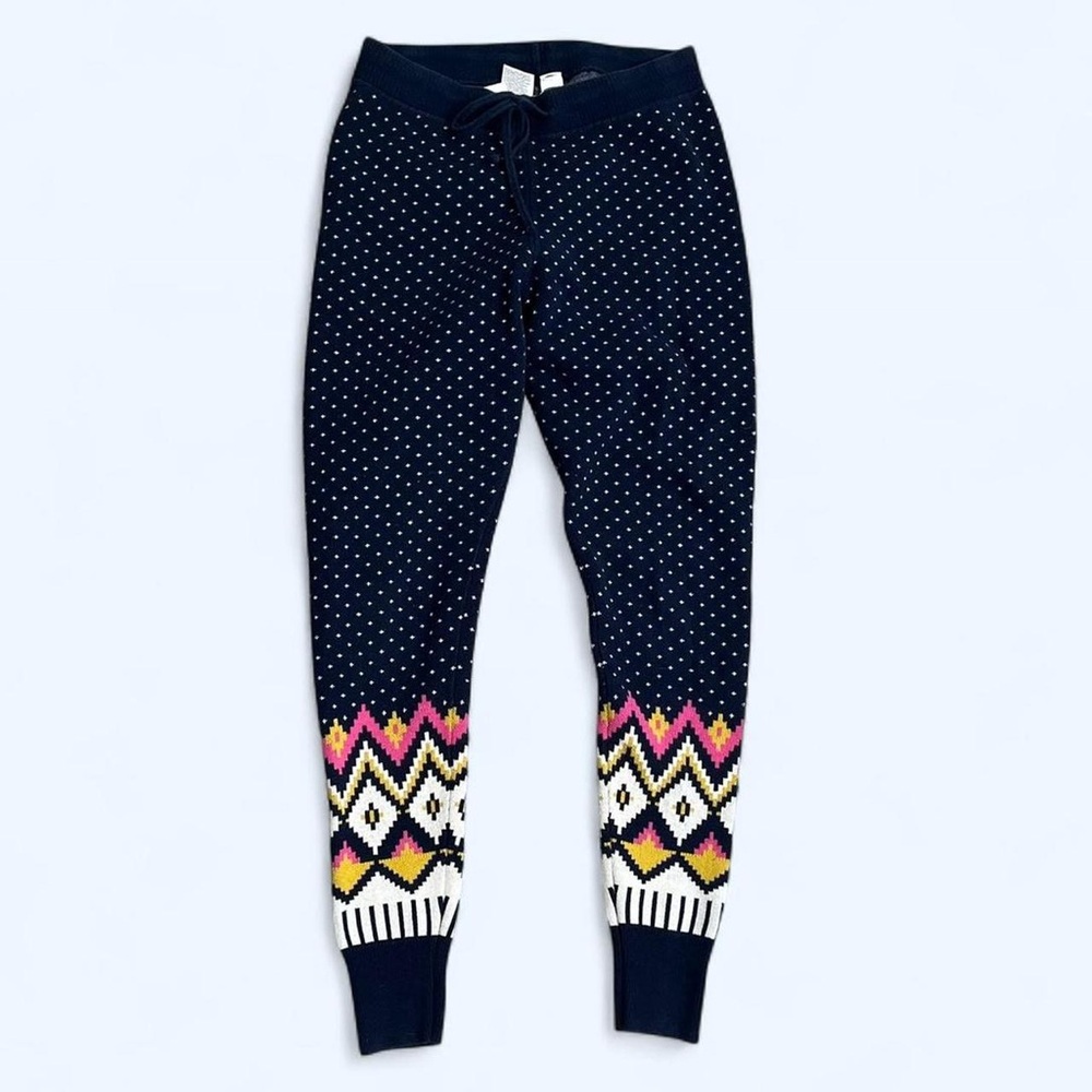 Old Navy Size XS Blue White Polka Dot Fair Isle Pink Leggings PJ Pants Lounge
